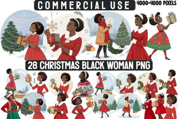 Black Woman Christmas Clipart: A Graphics and Illustrations Review