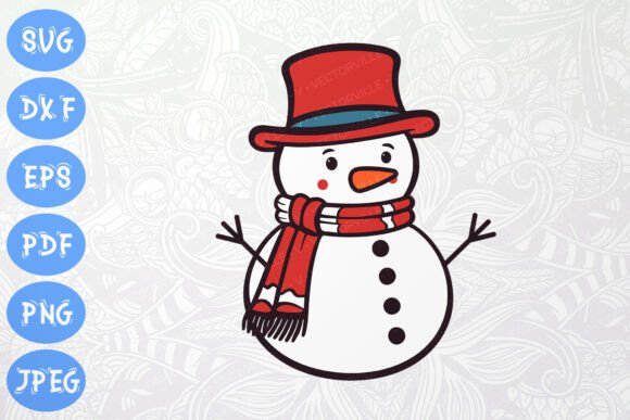 Charming Snowman with Red Hat SVG for Creative Graphics