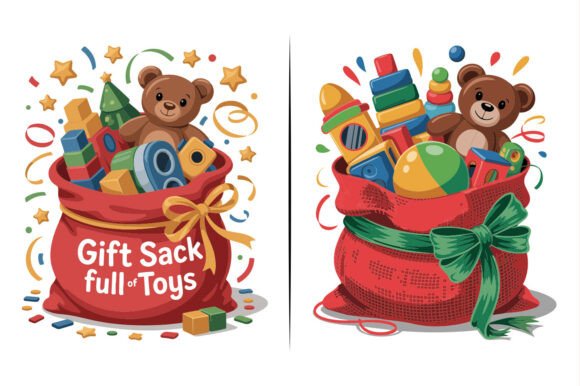 Christmas Gift Sack Vector: A Must-Have for Graphics & Illustrations