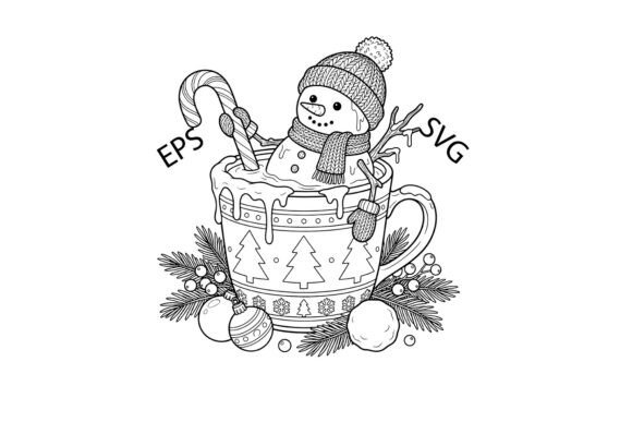 Christmas Line Art: A Charming Snowman for Graphics
