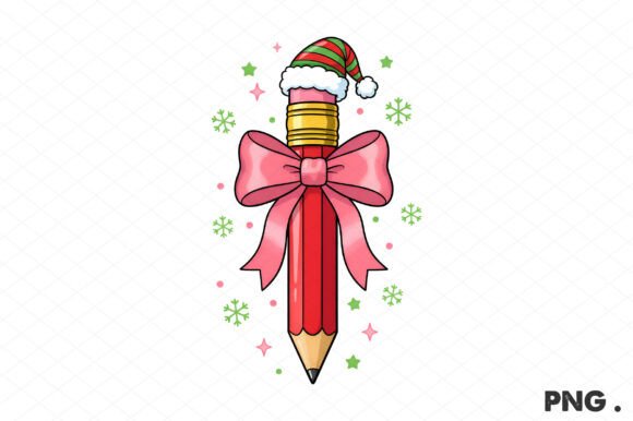 Christmas Pencil Bow PNG: A Festive Graphics Asset