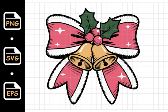 Christmas Pink Bow with Bells: A Festive Embroidery Design