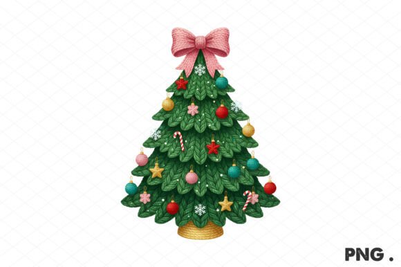 Coquette Faux Yarn Christmas Tree PNG: A Festive Graphics Delight