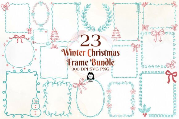 Coquette Winter Christmas Frame: A Versatile Graphics Asset