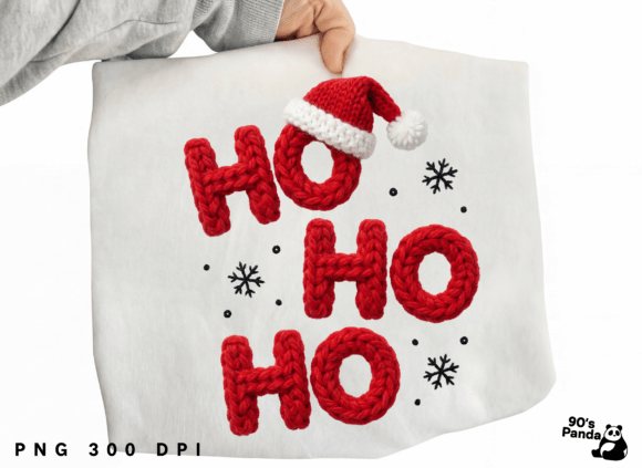 Crafting Festive Charm: Yarn Crochet Christmas Ho Ho Ho PNG Graphics