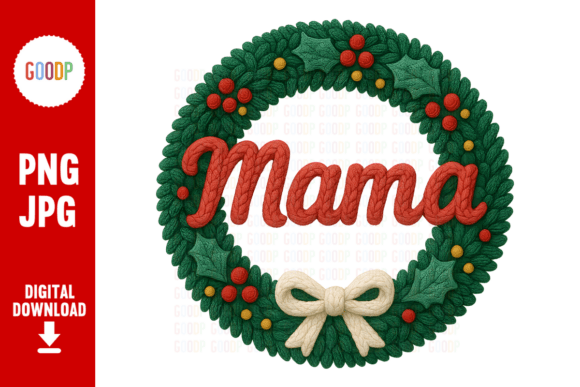 Crochet Mama Christmas Wreath PNG: A Festive Graphics Gem