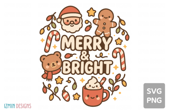 Cute Merry Bright Christmas Art SVG for Creative Graphics