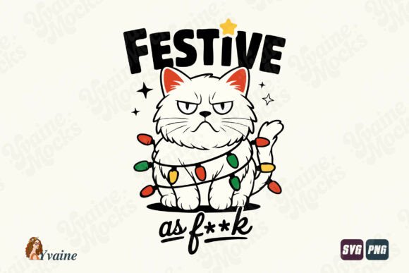 Funny Christmas Cat SVG: A Festive Graphics Gem