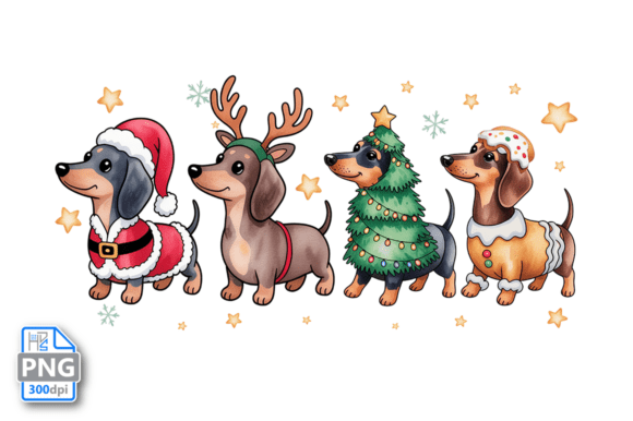 Funny Dachshund Christmas PNG: A Charming Graphics Illustration
