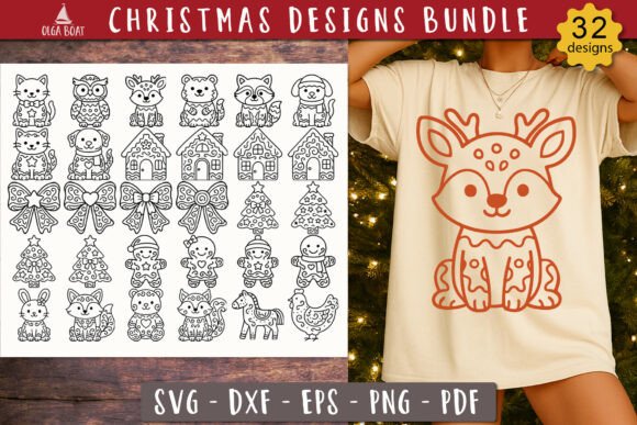 Gingerbread Christmas Animal SVG Bundle: Festive Graphics & Illustrations