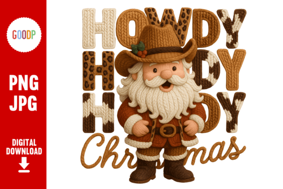 Howdy Christmas Cowboy Santa Crochet: A Festive Graphic for Local Brands