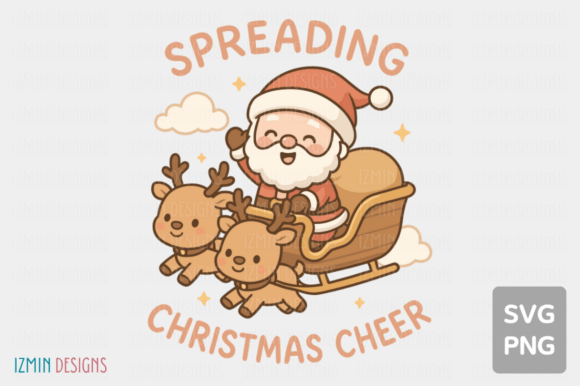 Kawaii Santa Spreading Christmas Cheer: A Must-Have for Holiday Graphics