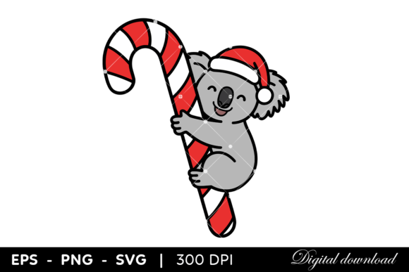 Koala Hugging Candy Cane: A Charming Christmas Design