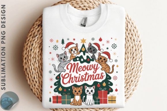Meowy Christmas PNG: A Festive Graphic for Local Business Branding
