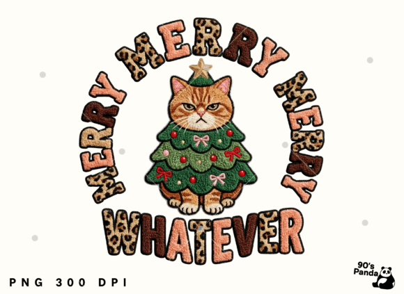 Merry Christmas Whatever, Crochet Cat: A Charming Illustration for Seasonal Graphics