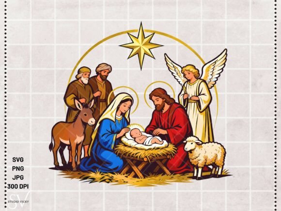 Nativity Scene PNG Christmas Manger SVG: A Perfect Graphic for Local Business Branding