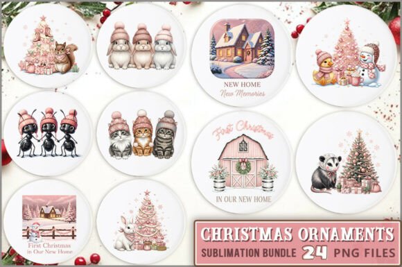 Pink Christmas Ornaments PNG: Festive Graphics for Local Brands