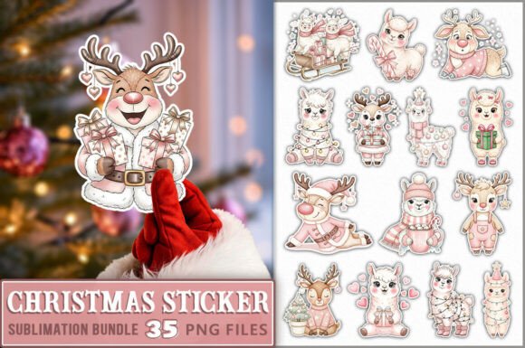 Pink Christmas Sticker PNG: A Festive Embroidery Delight