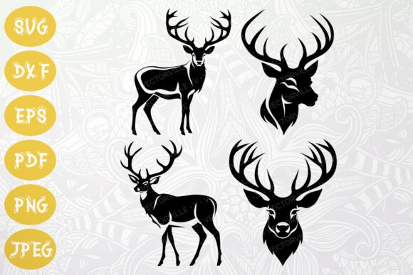 Rustic Christmas Deer Silhouettes: A Versatile Graphics Bundle