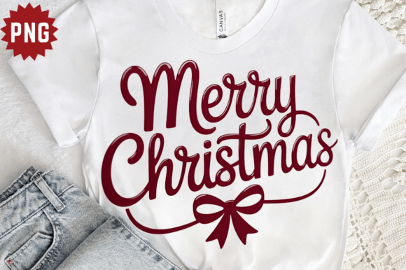 Vintage Merry Christmas PNG for Embroidery